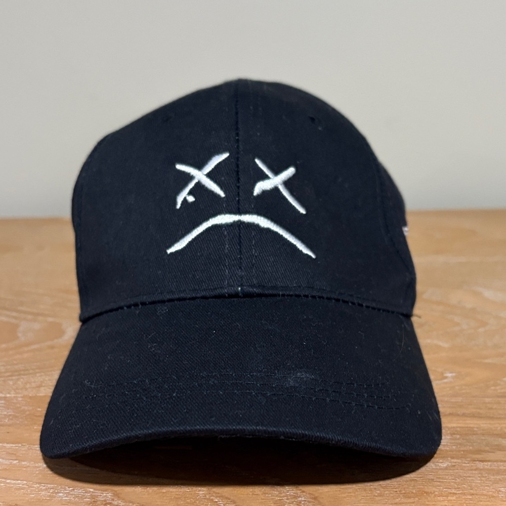 Black Cap with White Embroidery